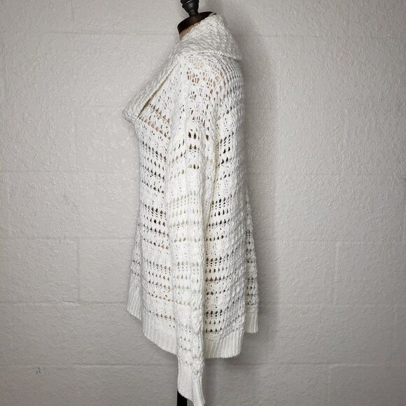 DKNY Cream Open Knit Cowl Neck Wool Sweater Size M - Picture 8 of 16